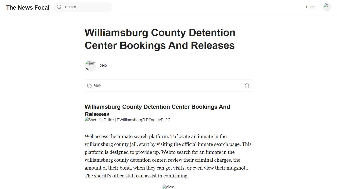 Williamsburg County Detention Center Bookings And Releases